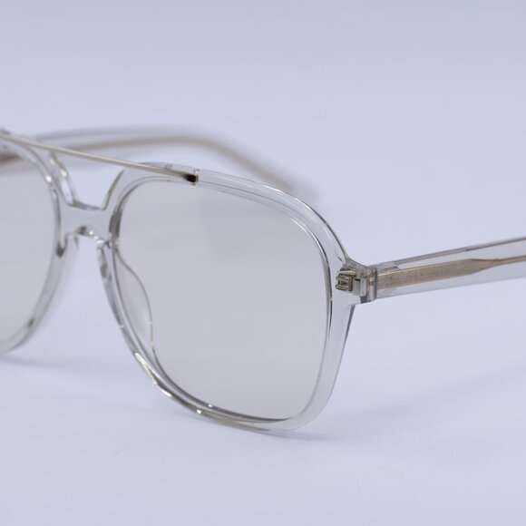 Saint Laurent SL545 002 Sunglasses Beige Aviator Frame, Light Yellow Lenses - Picture 11 of 13